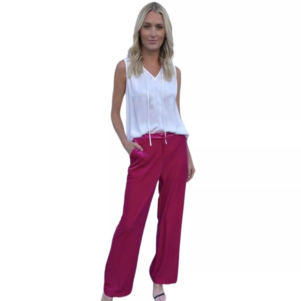 Six/fifty velvet raspberry pants